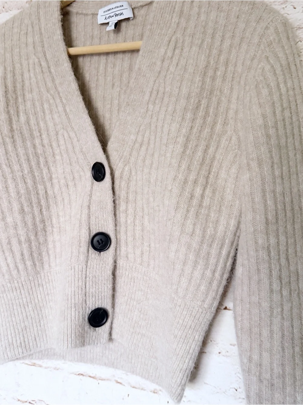 & Other Stories alpaca wool chunky ribbed cardigan sweater - Picture 3 of 5